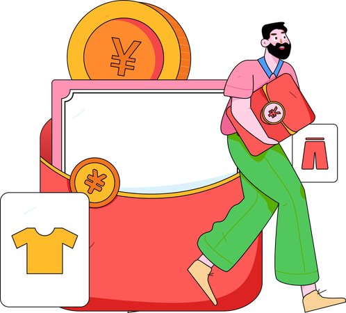 People doing online gift shopping  Illustration