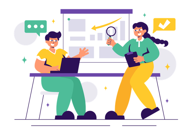 People doing online investigation  Illustration