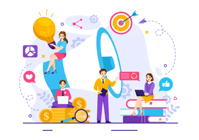 People doing online marketing  Illustration