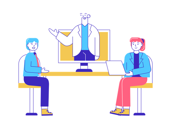 People doing online meeting  Illustration