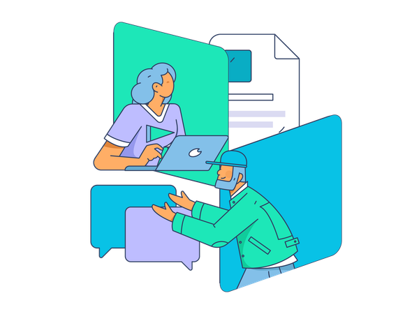 People doing online meeting  Illustration