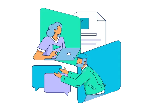 People doing online meeting  Illustration