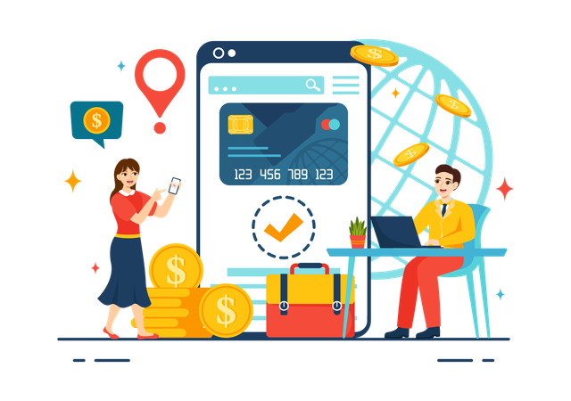 People doing online payment  Illustration