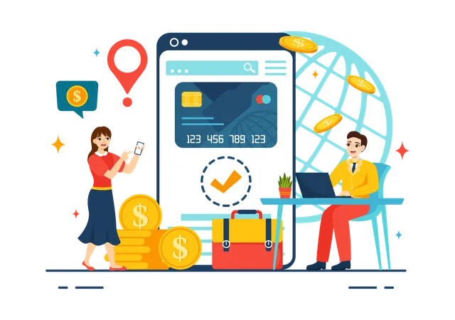 People doing online payment  Illustration