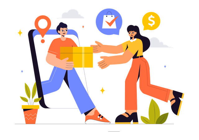 People doing online shopping  Illustration