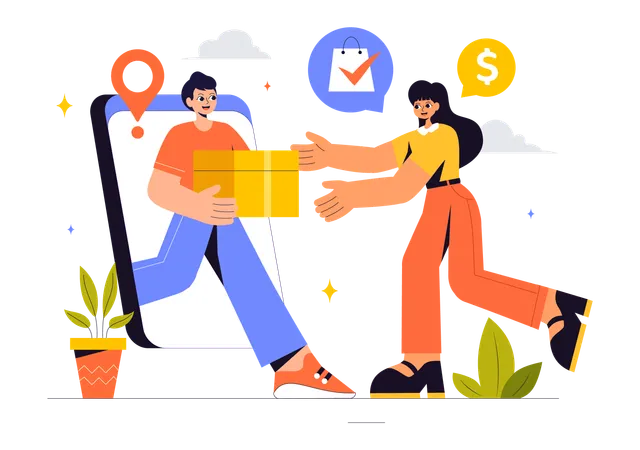 People doing online shopping  Illustration