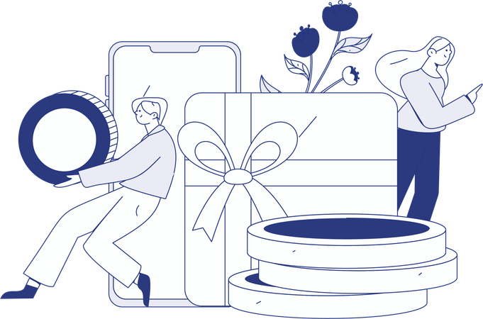People doing online shopping  Illustration