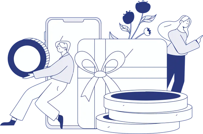 People doing online shopping  Illustration