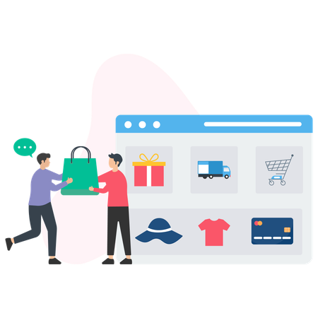 People Doing online shopping  Illustration