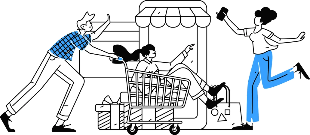 People doing online shopping  Illustration