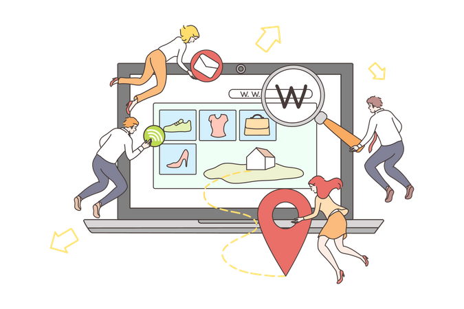 People doing online shopping  Illustration