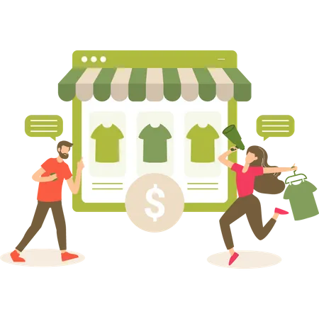 People doing online shopping store  Illustration