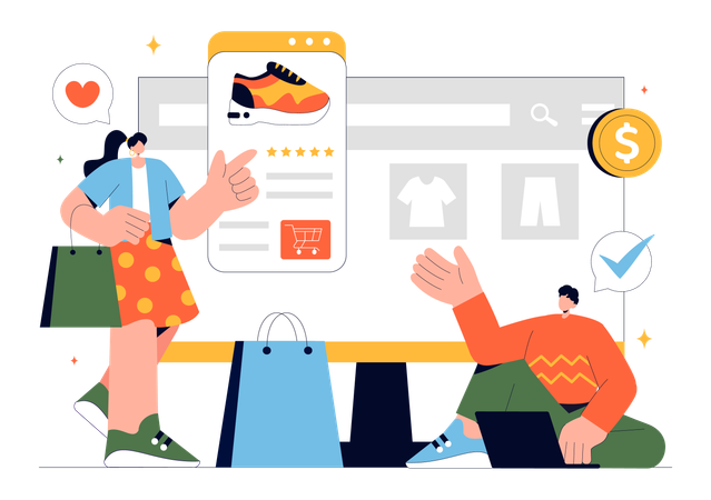 People doing Online Store Payment  Illustration