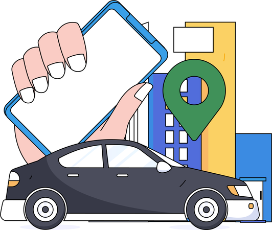 People doing online taxi booking  Illustration