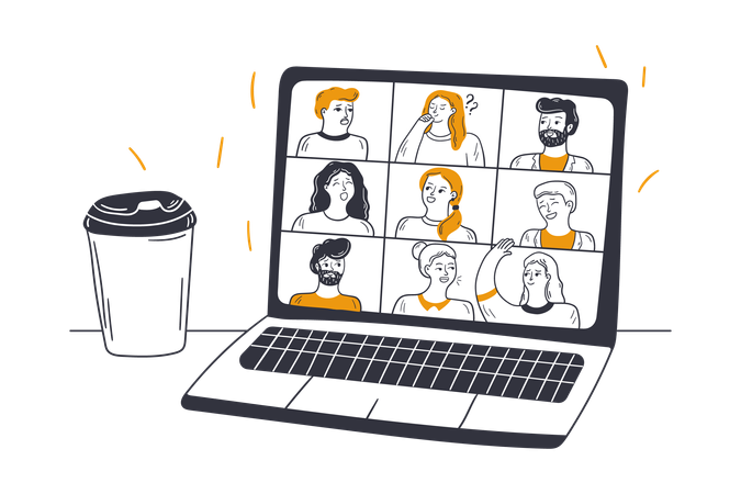 People doing online video conferencing  Illustration