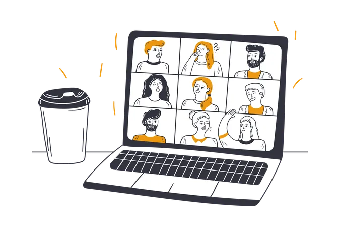 People doing online video conferencing  Illustration