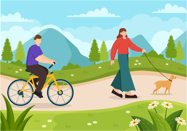 People doing outdoor fun  Illustration