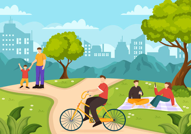 People doing Outdoor Recreation  Illustration