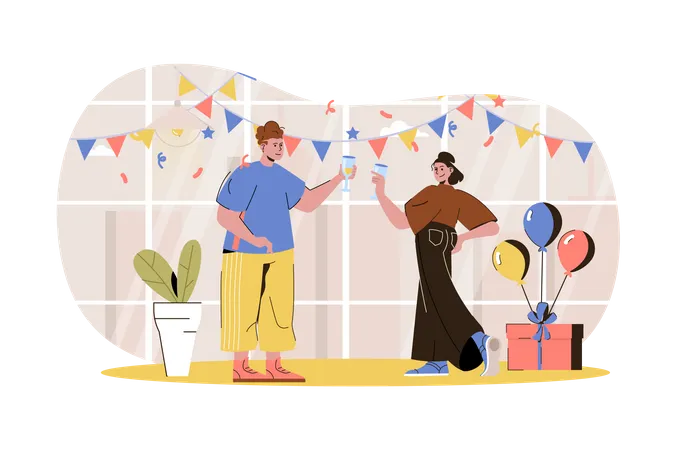 People doing party Illustration