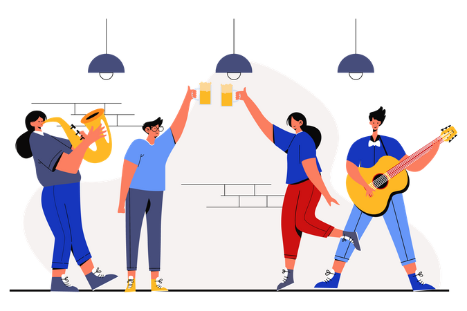 People Doing party on oktoberfest day  Illustration