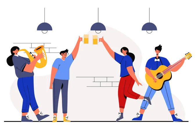 People Doing party on oktoberfest day  Illustration