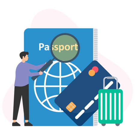 People doing passport verification  Illustration