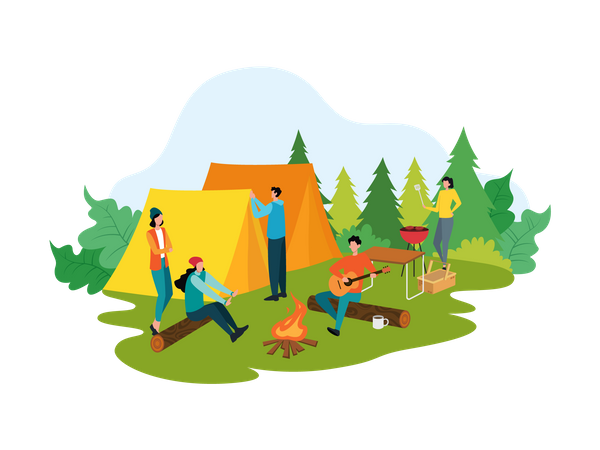 People Doing Picnic  Illustration