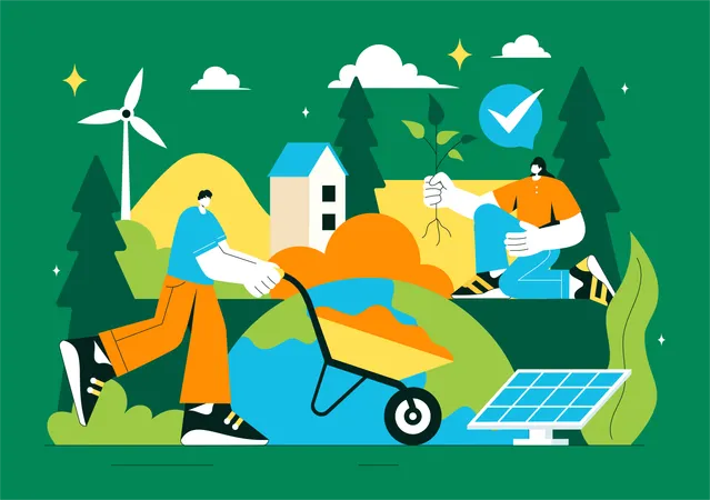 People doing Planet Care  Illustration