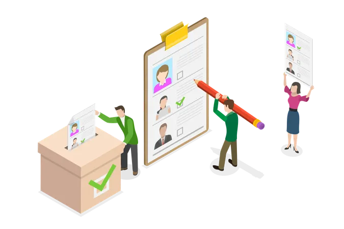 3 D Isometric Flat Vector Conceptual Illustration Of Democracy Election Referendum Or Poll Choice Event Illustration
