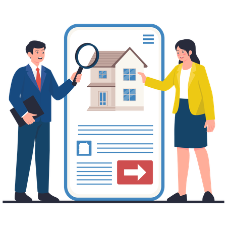 People doing Property Search on Mobile  Illustration