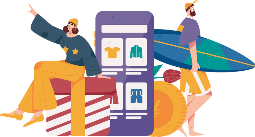 People doing purchase product on digital store  Illustration