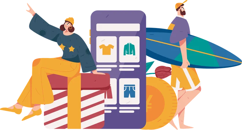 People doing purchase product on digital store  Illustration