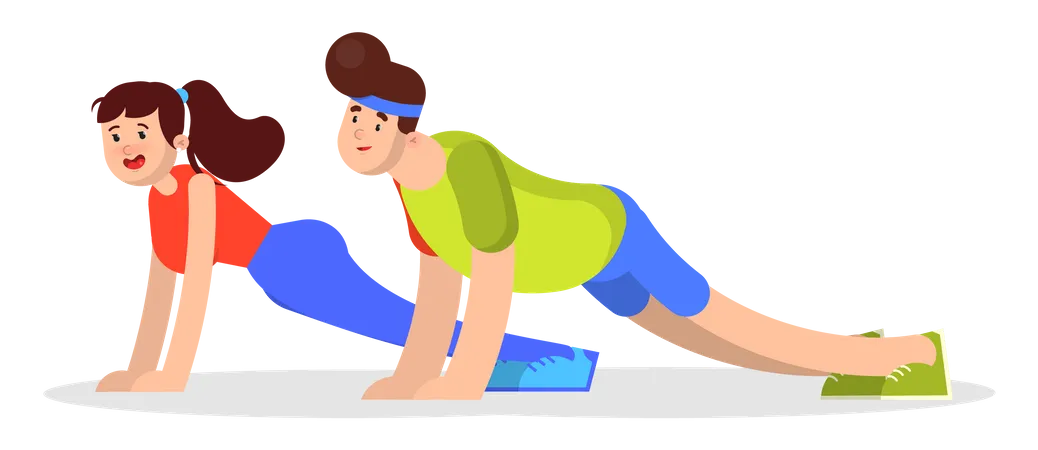 People doing push ups exercise  Illustration
