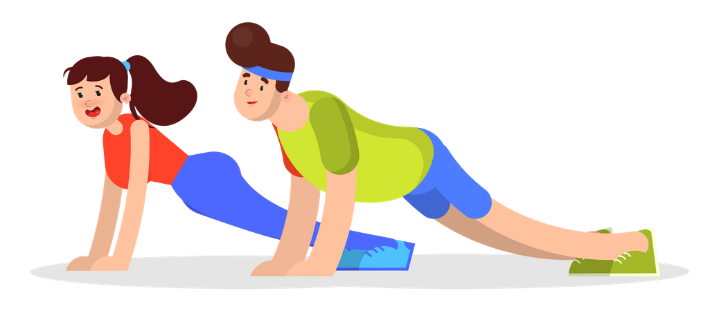 People doing push ups exercise  Illustration