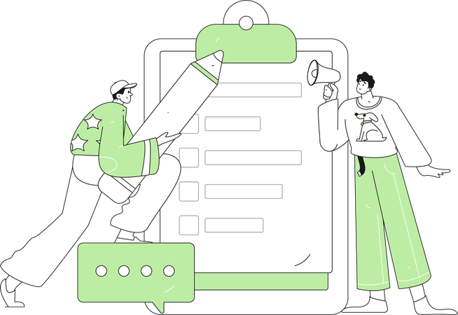People doing questionnaire marketing  Illustration