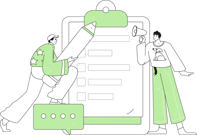 People doing questionnaire marketing  Illustration