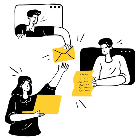 People doing remote work collaboration  Illustration