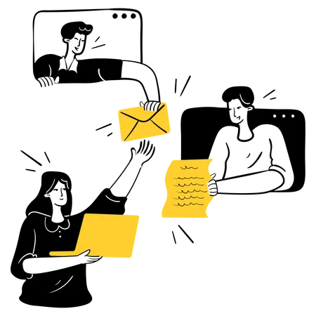 People doing remote work collaboration  Illustration