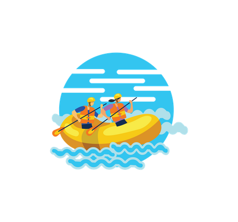 People doing river Rafting  Illustration