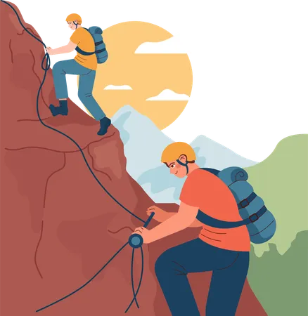 People doing rock climbing  Illustration