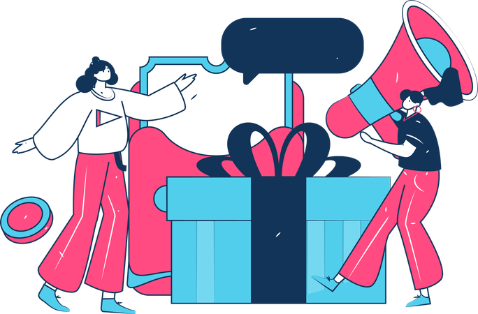 People doing sales announcement  Illustration