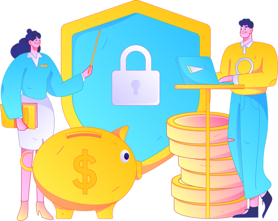 People doing secure saving  Illustration