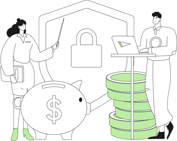 People doing secure saving  Illustration
