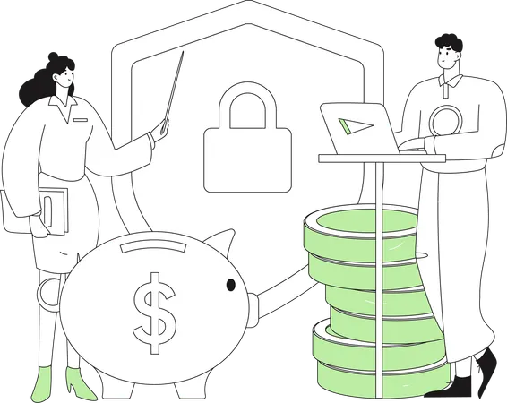 People doing secure saving  Illustration