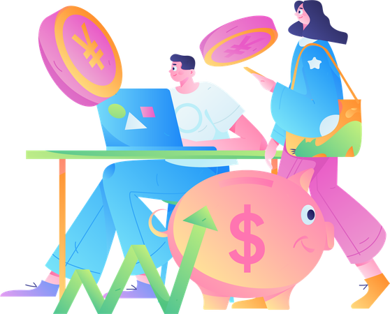 People doing secure savings  Illustration