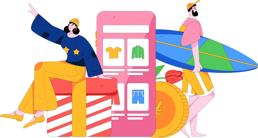 People doing Shopping During Discount  Illustration