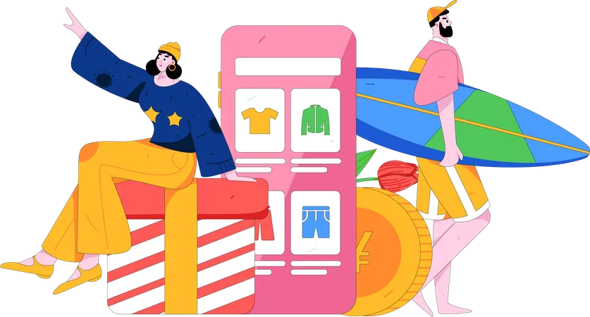 People doing Shopping During Discount  Illustration