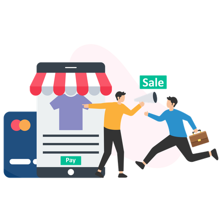 People Doing Shopping during offer  Illustration