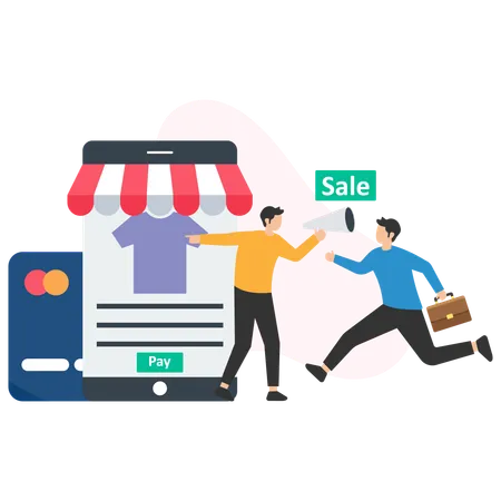 People Doing Shopping during offer  Illustration