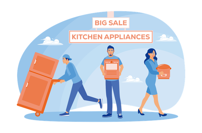 People doing shopping in Shop For Kitchen Equipment  Illustration